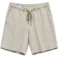Alberto Bermudas natur, Casual, Leinen, Unifarben, Tapered Fit, Mittel