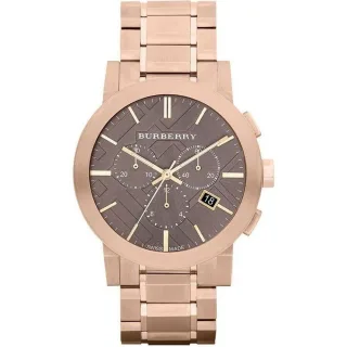 Burberry BU9353 Taupe Chronograph Zifferblatt Rose Gold plattiert Stahl Herrenuhr