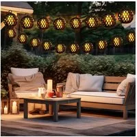 NOWA LED Dekolicht, LED-Leuchtmittel fest verbaut, Warmweiß, Solarlichterkette Außenlampe Gartendeko 24x LED Kugel Flammeneffekt