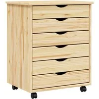 vidaXL Rollcontainer Rollcontainer mit Schubladen MOSS Klarlack 53 x 39 x 65,5 cm, (1 St)