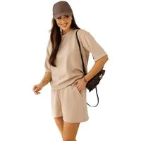 EloModa Jogginganzug Damen Zweiteiler Set Shorts & Shirt – Sommer Outfit bequem & modern, (2-tlg)