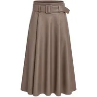 Mississhop Lederimitatrock Damen A-Linien Rock mit Gürtel – Kunstleder M.401