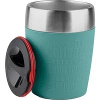 Emsa Thermobecher Travel Cup, 1-tlg., Edelstahl, Silikon, 0,2 Liter, Edelstahl, Trink- und Eisbecher, gummierte Manschette