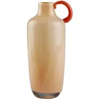 AM Design Dekovase Braune Glasvase mit orangem Griff, für einen stilvollen Kontrast
