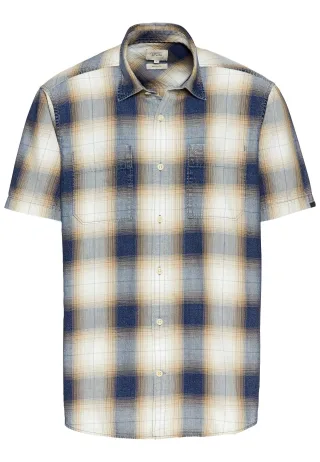 camel active - Kurzarmhemd mit Karomuster dark navy - Gr. - L