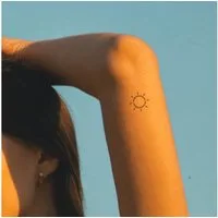 Inkster Schmuck-Tattoo Runde Sonne Tattoo, wasserfestes temporäres Tattoo, 2 Wochen Halt
