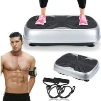 kehot Vibrationsplatte Vibrationsplatte mit Doppelmotoren, Fernbedienung & Trainingsbänder, 200 W, 99 Intensitätsstufen, (für Abnehmen, Ganzkörpertraining, Muskelaufbau - Massagegerät), 120 kg Kapazität Vibrationsplatte für Home Workout