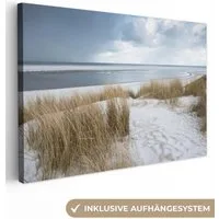 OneMillionCanvasses® Leinwandbild Nordsee - Dünen - Wasser, Fotodruck (1 St), Schlafzimmer Deko Aesthetic, Bilder über Bett, 30x20 cm