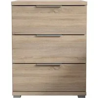 Schlafkontor Nachtkommode Smilla Nachttisch, Nachtkonsole mit Schubkästen, Korpus melaminbeschichtet, silberfarbige oder schwarze Griffe