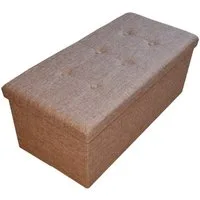 style home Sitzhocker Sitzbank mit Stauraum faltbare Füßbank (Sitztruhe aus Leinen, 76 x 38 x 38 cm Braun), gepolstert Sitzbank Fußhocker, für Wohnzimmer Schlafzimmer