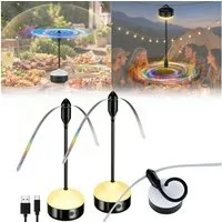PRIISF Fliegenwedler Fliegenabwehr Akku LED Tischlampe Fliegenvertreiber Fliegenventilator, Fliegenwedler Tragbarer Aufhäng Insekten Ventilator Fliegenschreck, Mückenschutz Ventilator mit LED-Beleuchtung für Tisch wiederaufladbar, Elektrischer Insekt