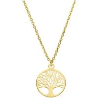 SCHOSCHON Kette mit Anhänger Halskette Lebensbaum Anhänger 925 Silber vergoldet mini ø 12 mm, Baum des Lebens