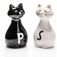 Gadget Master Salzstreuer Salz- / Pfefferstreuer Salz und Pfefferstreuer Katze Keramik, 5 x 9 cm