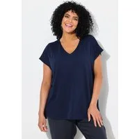 Ulla Popken Sweatshirt Sweatshirt Oversized V-Ausschnitt Halbarm