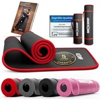 NEOLYMP Fitnessmatte Fitnessmatte 61cm breit – extra dick und rutschfest (Sportmatte mit Tragegurt), rutschfest, gelenkschonend, schalldämpfend, langlebig, Stoffkanten
