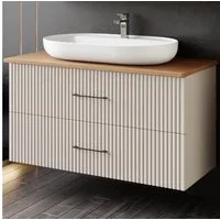 Karen Waschtisch-Set Waschtisch mit Unterschrank Liana, (Komplett-Set, Standartmäßig 3-Teilig (Unterschrank, Konsole, Waschbecken), 3-St., Der Lieferumfang umfasst Unterschrank, Konsole und Waschbecken), Pastellfarben, Riffeloptik, Bügelgriffe, Softc