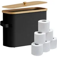 relaxdays Toiletten-Ersatzrollenhalter Toilettenpapier Aufbewahrung 12 Rollen, schwarz