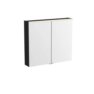 VitrA New Metropole Edge LED-Spiegelschrank mit 2 Spiegeltüren 80 x 18 x 70 cm Schwarz,67203 67203