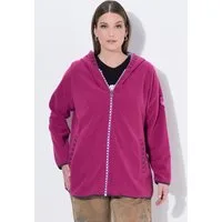 Ulla Popken Sweatjacke Trachten-Fleecejacke Kapuze Zierstickerei Langarm