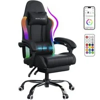 GTPLAYER Gaming-Stuhl Bürostuhl Gaming Chair mit LED Lichtleiste, Gamer Stuhl, Rückenlehne mit Aufbewahrungstasche PC Stuhl mit Fernbedienung