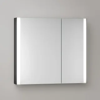 KEUCO Royal Atlas LED Spiegelschrank 80 x 71 x 12,7 cm mit 2 Türen, asymmetrisch, Aufputz 211201450020