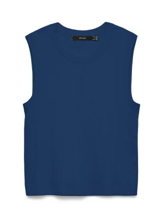 VERO MODA - VMGOLD CABLE SL O-NECK TOP Navy Peony - Gr. - XS