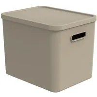 ROTHO Aufbewahrungsbox ALBULA, 27 Liter, Braun, Kunststoff, (1 St), mit Deckel