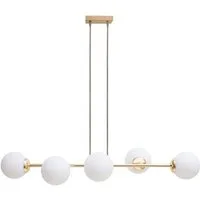Licht-Erlebnisse Pendelleuchte DEKUT, ohne Leuchtmittel, Metall Glas E27 H: max. 95 cm in Gold Weiß Kugel Schirm Modern