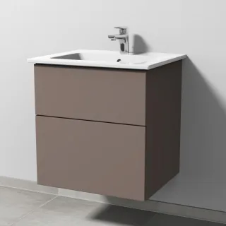 Sanipa 3way Keramik-Set Venticello Keramik-Waschtisch und Unterbau mit 2 Auszügen, Taupe-Matt SP3211T