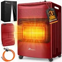 TRESKO Heizstrahler 4200 W Gasheizung + Abdeckung Gasheizer 3 Stufen Gasofen Gasheizofen