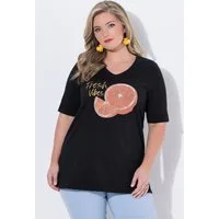 MIAMODA T-Shirt T-Shirt A-Linie verzierte Orangen Applikation