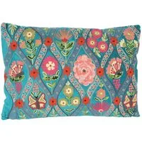 Casa Moro Dekokissen Samt Kissen Jolina 48x30 mit Blumen & Schmetterlingen bestickt, Kissenhülle mit Füllung