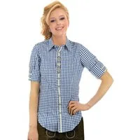 Moschen-Bayern Trachtenbluse Trachtenbluse Damen Bluse Damenbluse Langarm + Kurzarm -Oktoberfest + Lederhose kariert Karo Blau Damenbluse, Trachtenbluse, Bluse, Karobluse, Jeansbluse, klassische Bluse