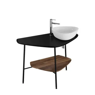 VitrA Plural Konsole 103 cm Ausschnitt rechts für Aufsatzschale wandgebunden Schwarz Matt,62582 62582