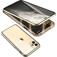 Wigento Handyhülle Für Apple iPhone 15 Pro Max 360 Grad Magnet Glas Bumper Handy Hülle