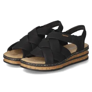 Rieker Sandalen - Gr. 39 - Schwarz - Synthetik