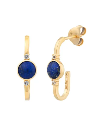 cai Creolen 925 Silber vergoldet Lapis und Zirkonia