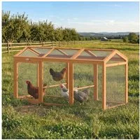 PawHut Hühnerstall Freilaufgehege Hühnergehege aus Holz mit Sitzstange Doppeltüren, für 4 Hühner, Kleintiere Orange