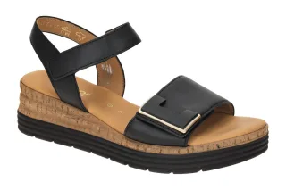 Gabor 82.700.57 Damen Sandalette Schwarz Gold Keilabsatz 2,5 cm