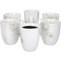 van Well Becher 6er Set Kaffeebecher Festivo weiß 300-350ml Jumbo-Tasse Weihnachten, Porzellan