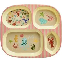 rice Kunststoffteller Rice Melamin Teller mit 4er-Einteilung - Coral Ocean Print