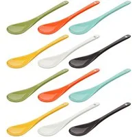 Wellgro Esslöffel Eierlöffel Porzellan - bunte Porzellanlöffel (12 Stück)