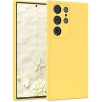 EAZY CASE Handyhülle Premium Silikon Case für Samsung Galaxy S23 Ultra 6,8 Zoll, Handycover Softcase Hülle Silikon mit Displayschutz kratzfest Gelb
