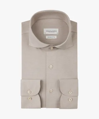 Profuomo - Beigefarbenes Japanese-Knitted-Hemd beige - Gr. - 45