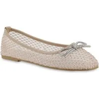 VAN HILL 21727437 TH 2BB3672001 3487 Damen Ballerinas Beige Glitter PU Combi 37 Ballerina Damen Klassische Ballerinas Strass Schleife Glitzer