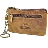 Buffalo Hill Schlüsseltasche Büffelleder Schlüsseletui, >SLT-08< echt Leder Schlüsselbörse, mit zwei Ketten und Schlüsselringen