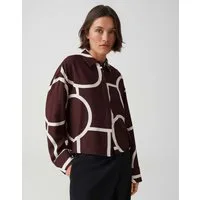 OPUS Langarmbluse aus Twill mit grafischem Muster Fließender Fall für elegante Everyday Styles