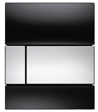Tece square Urinal-Betätigungsplatte mit Kart. Glas schwarz glzd. Taste Chrom gl., 9242807 9242807