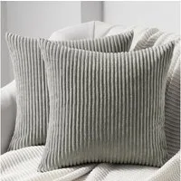 Topfinel Kissenbezug gestreiftes Muster,2er Set Kissenhülle Dekokissen Kissenbezug, Kordsamt 40x40 Sofakissen Couchkissen Zierkissenbezug Dekokissen