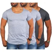 Young & Rich T-Shirt Herren Uni Basic rundhals Ausschnitt vintage Look Unterziehshirt 1702 Rundhalsauschnitt unifarben kurzarm slim fit